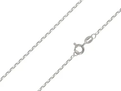 Rhodium Plated 1.7mm Diamond Cut Oval Trace Chain 18"/45cm Unhallmarked