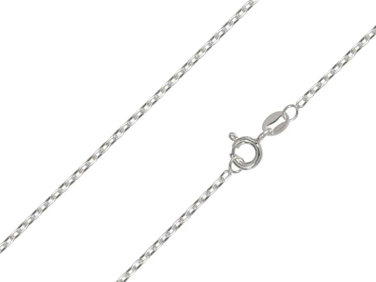 Rhodium Plated 1.7mm Diamond Cut Oval Trace Chain 18"/45cm Unhallmarked