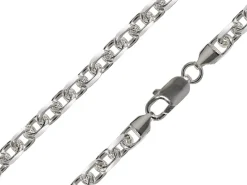 Rhodium Plated 5.3mm Diamond Cut Oval Trace Chain 18"/45cm Unhallmarked