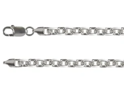 Rhodium Plated 5.3mm Diamond Cut Oval Trace Chain 18"/45cm Unhallmarked