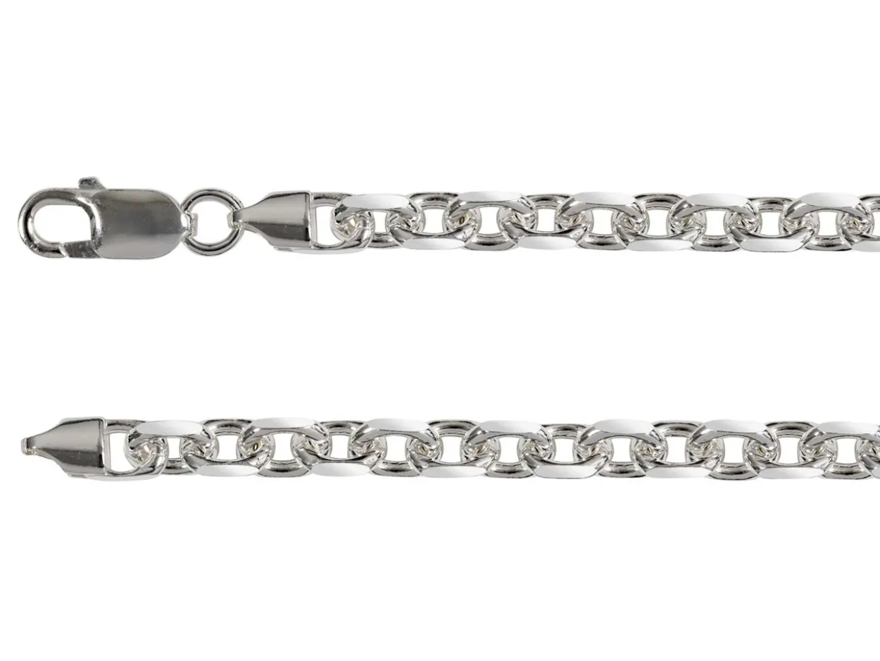 Rhodium Plated 5.3mm Diamond Cut Oval Trace Chain 18"/45cm Unhallmarked