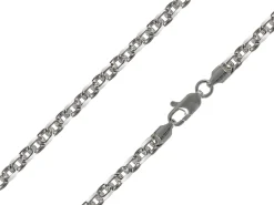 Rhodium Plated 3.9mm Diamond Cut Oval Trace Chain 18"/45cm Unhallmarked