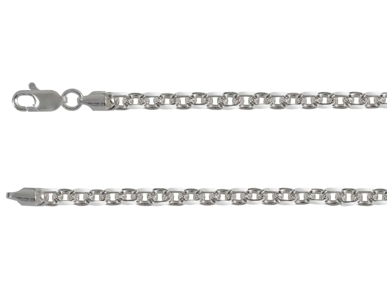 Rhodium Plated 3.9mm Diamond Cut Oval Trace Chain 18"/45cm Unhallmarked
