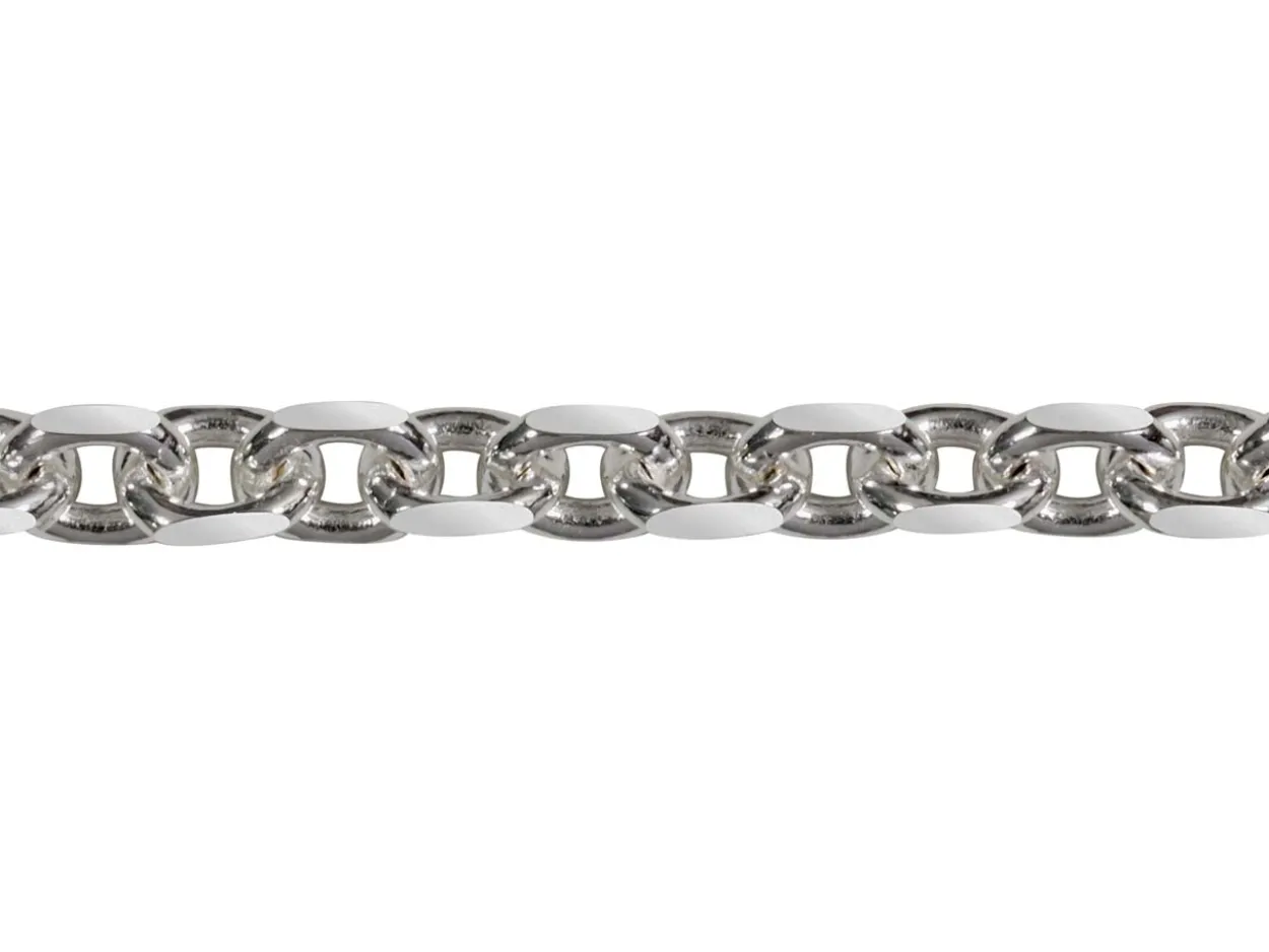 Rhodium Plated 3.9mm Diamond Cut Oval Trace Chain 18"/45cm Unhallmarked