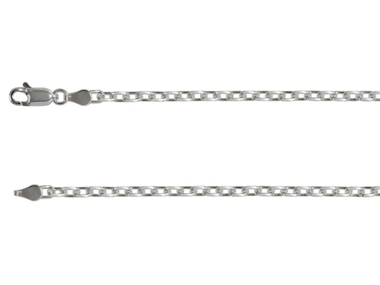 Rhodium Plated 2.9mm Diamond Cut Oval Trace Chain 18"/45cm Unhallmarked