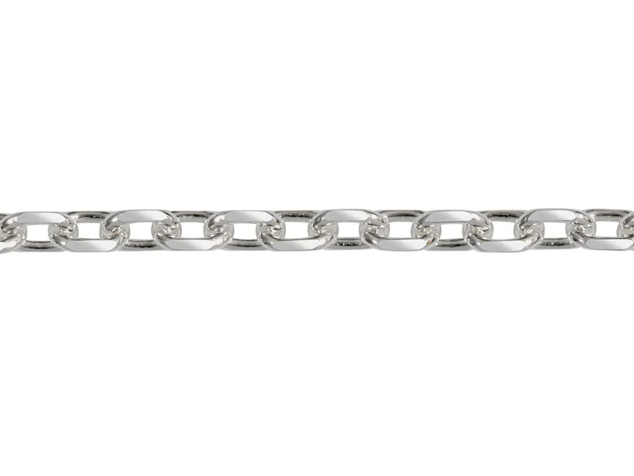 Rhodium Plated 2.9mm Diamond Cut Oval Trace Chain 18"/45cm Unhallmarked