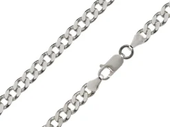 Rhodium Plated 5.7mm Flat Filed Curb Chain 18"/45cm Unhallmarked