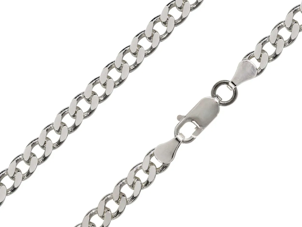Rhodium Plated 5.7mm Flat Filed Curb Chain 18"/45cm Unhallmarked