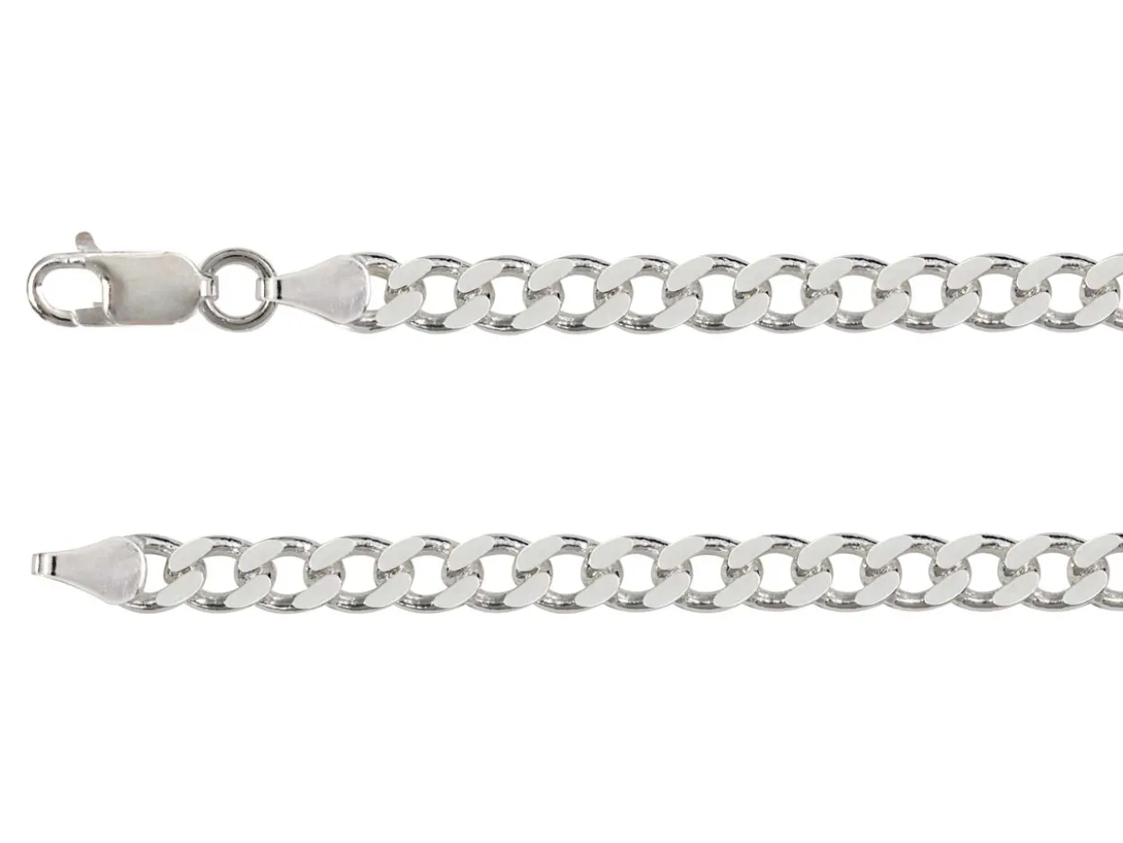 Rhodium Plated 5.7mm Flat Filed Curb Chain 18"/45cm Unhallmarked