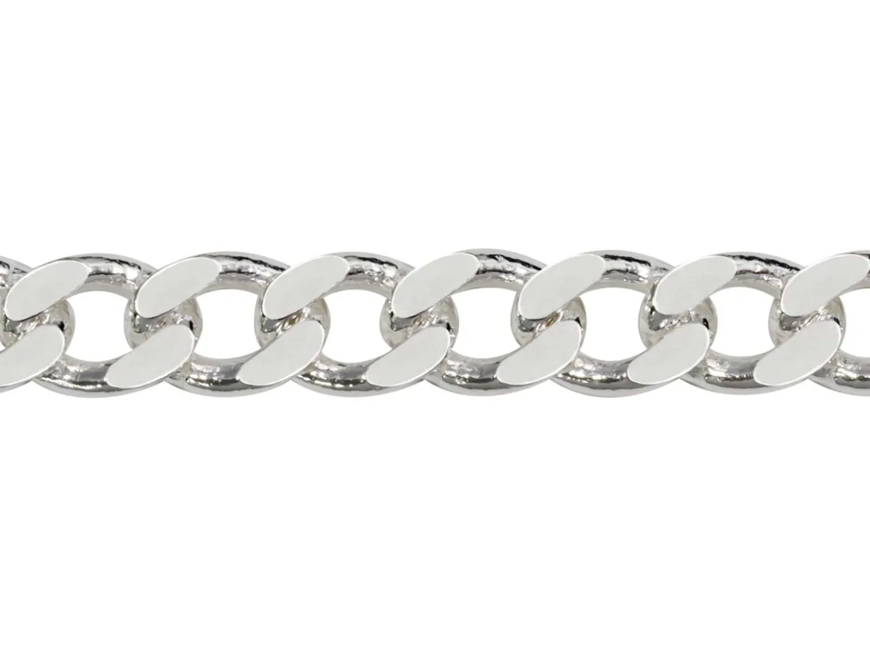 Rhodium Plated 5.7mm Flat Filed Curb Chain 18"/45cm Unhallmarked