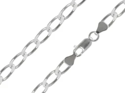 Rhodium Plated 5.4mm Flat Filed Open Curb Chain 18"/45cm Unhallmarked