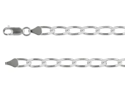 Rhodium Plated 5.4mm Flat Filed Open Curb Chain 18"/45cm Unhallmarked