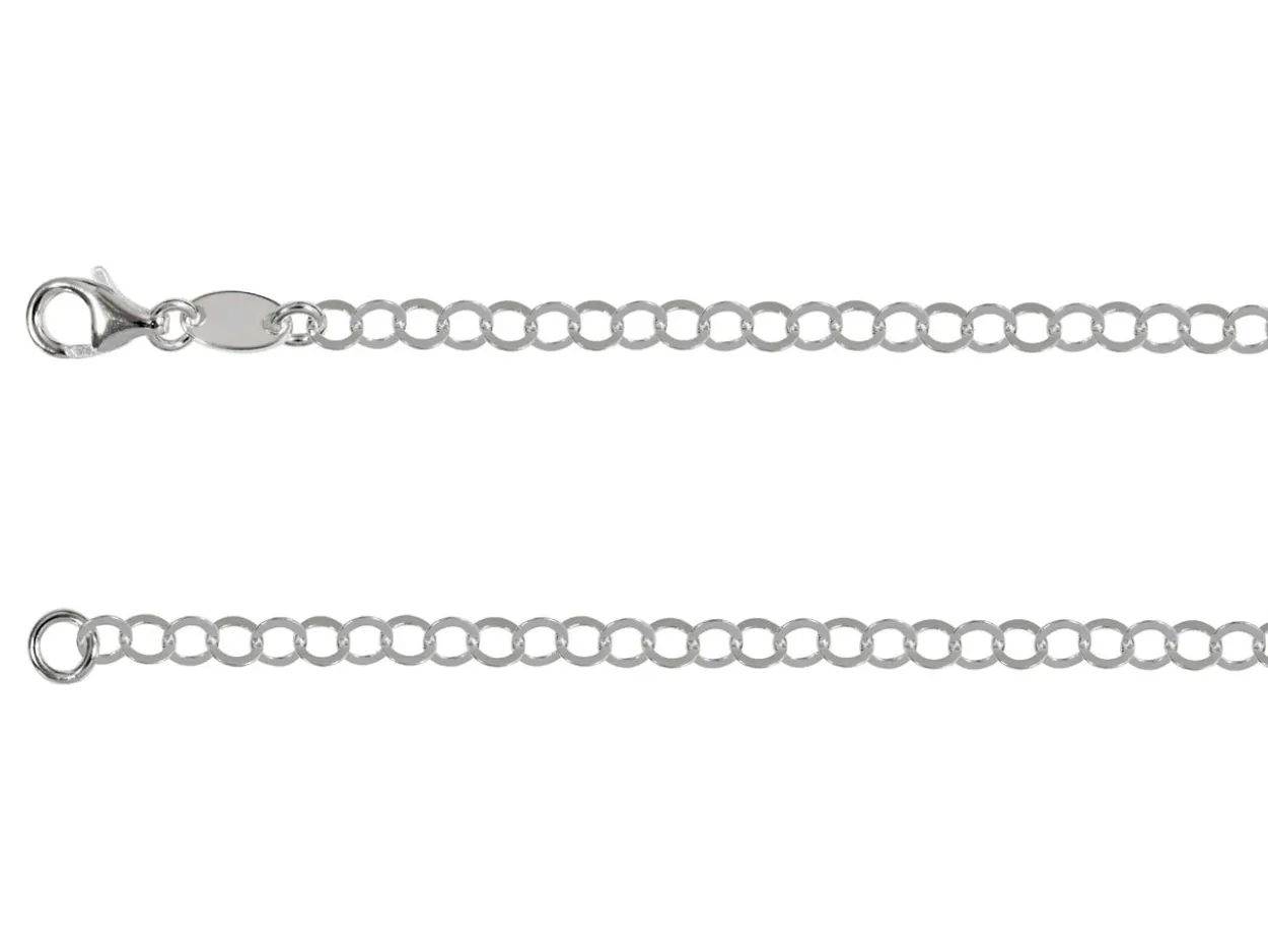 Rhodium Plated 3.5mm Flat Filed Round Trace Chain 18"/45cm Unhallmarked