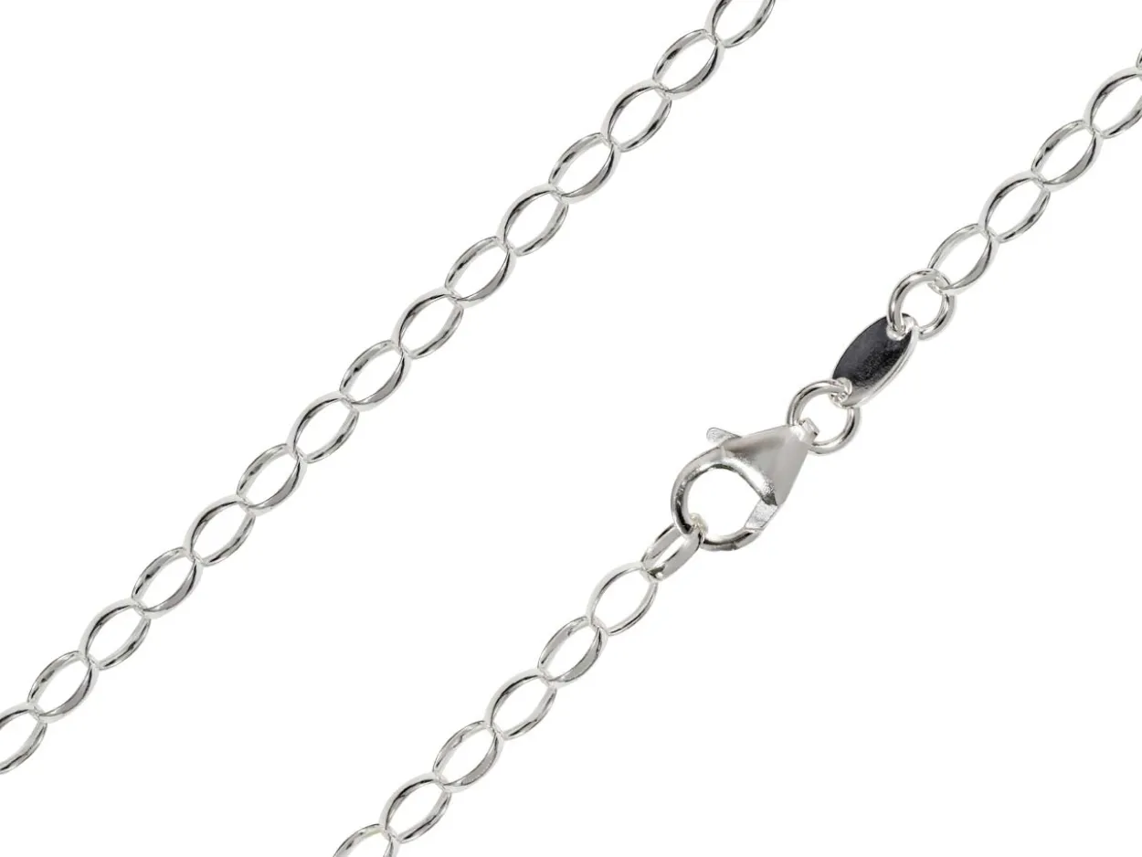 Rhodium Plated 3.6mm Oval Trace Chain 18"/45cm Unhallmarked