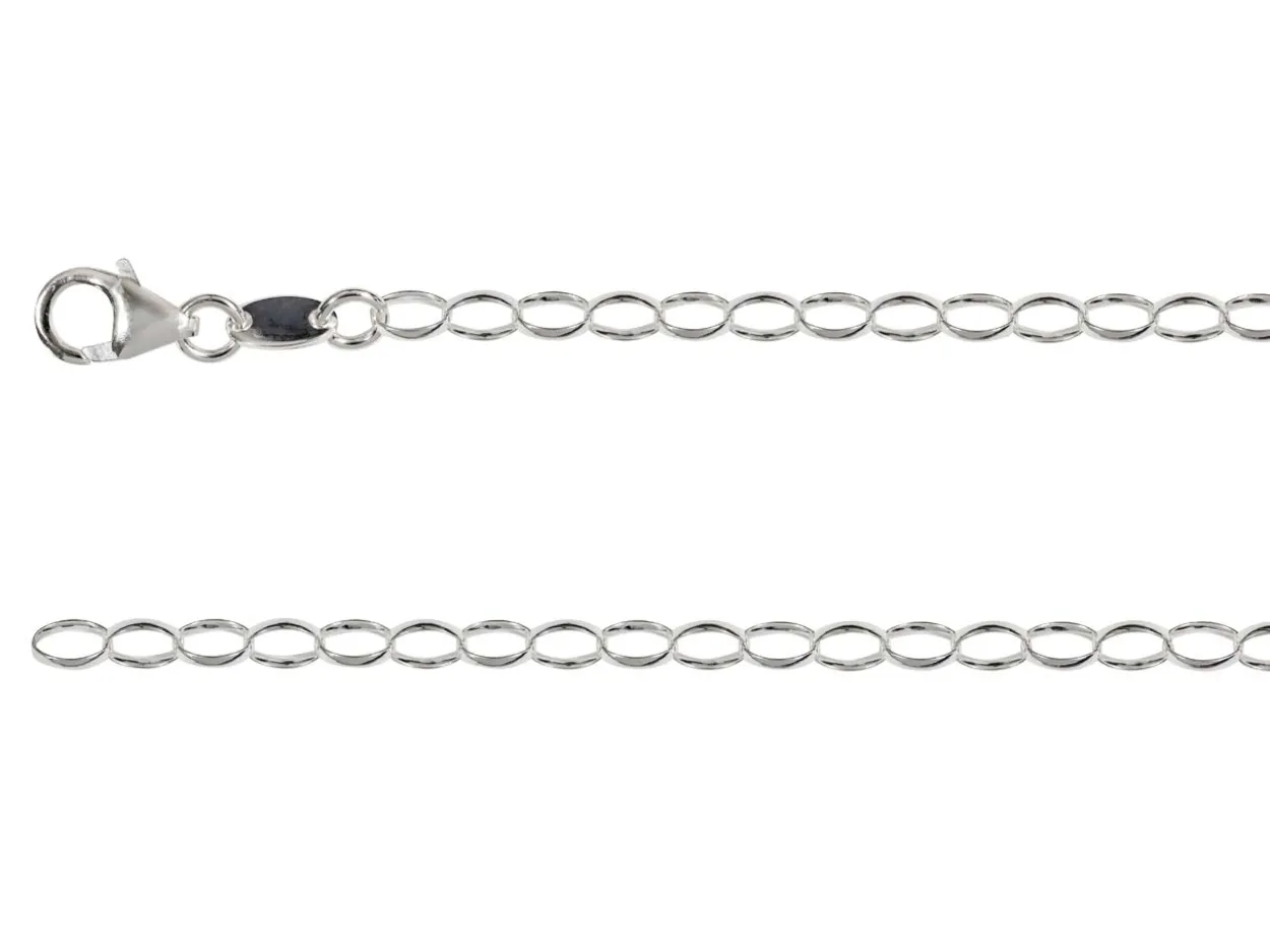 Rhodium Plated 3.6mm Oval Trace Chain 18"/45cm Unhallmarked