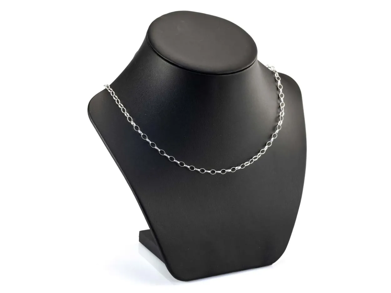 Rhodium Plated 3.6mm Oval Trace Chain 18"/45cm Unhallmarked