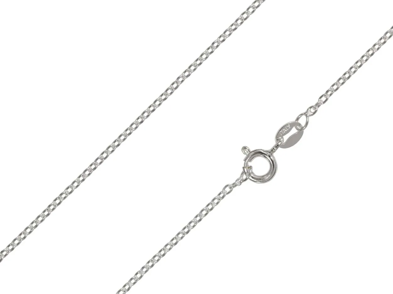 Rhodium Plated 1.5mm Oval Trace Chain 18"/45cm Unhallmarked