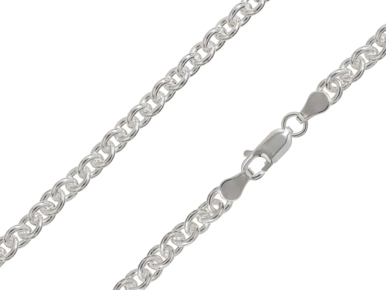 Rhodium Plated 4.5mm Oval Trace Chain 18"/45cm Unhallmarked