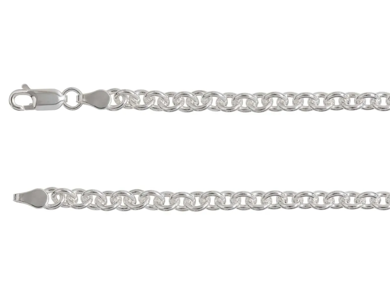 Rhodium Plated 4.5mm Oval Trace Chain 18"/45cm Unhallmarked