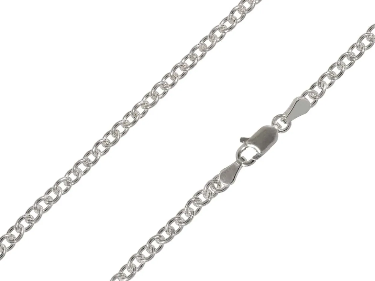 Rhodium Plated 3.0mm Oval Trace Chain 18"/45cm Unhallmarked