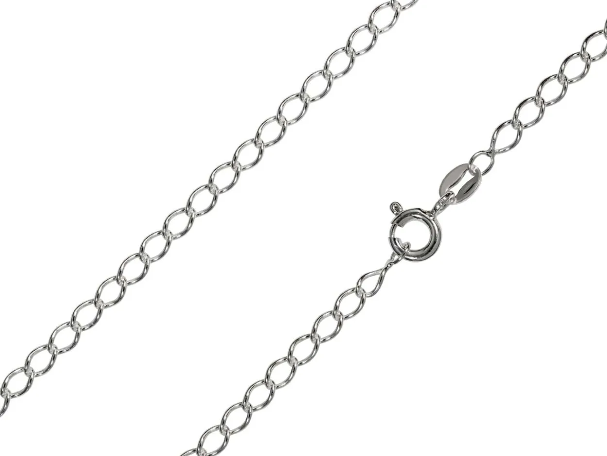 Rhodium Plated 3.0mm Rhombus Curb Chain 18"/45cm Unhallmarked