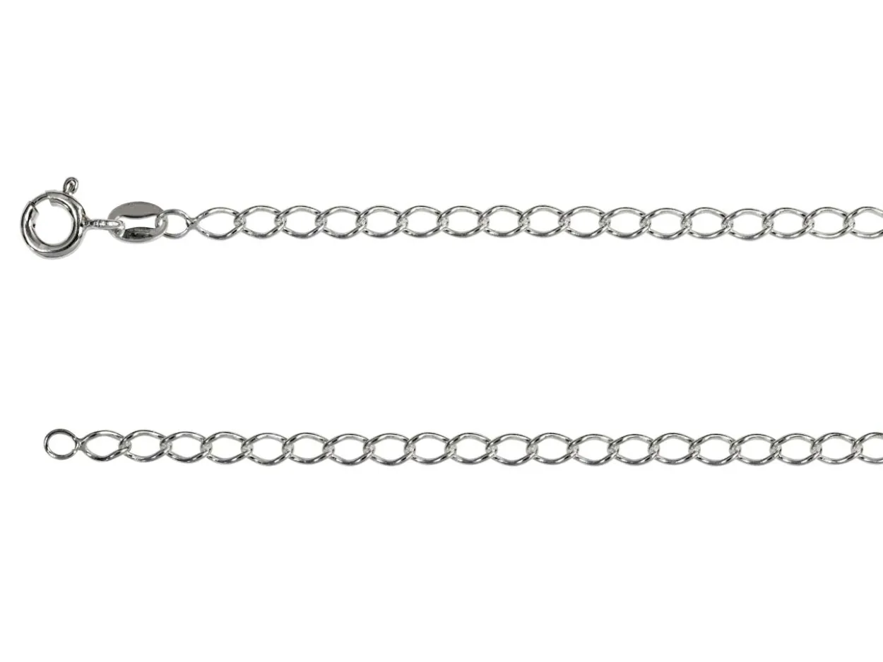 Rhodium Plated 3.0mm Rhombus Curb Chain 18"/45cm Unhallmarked
