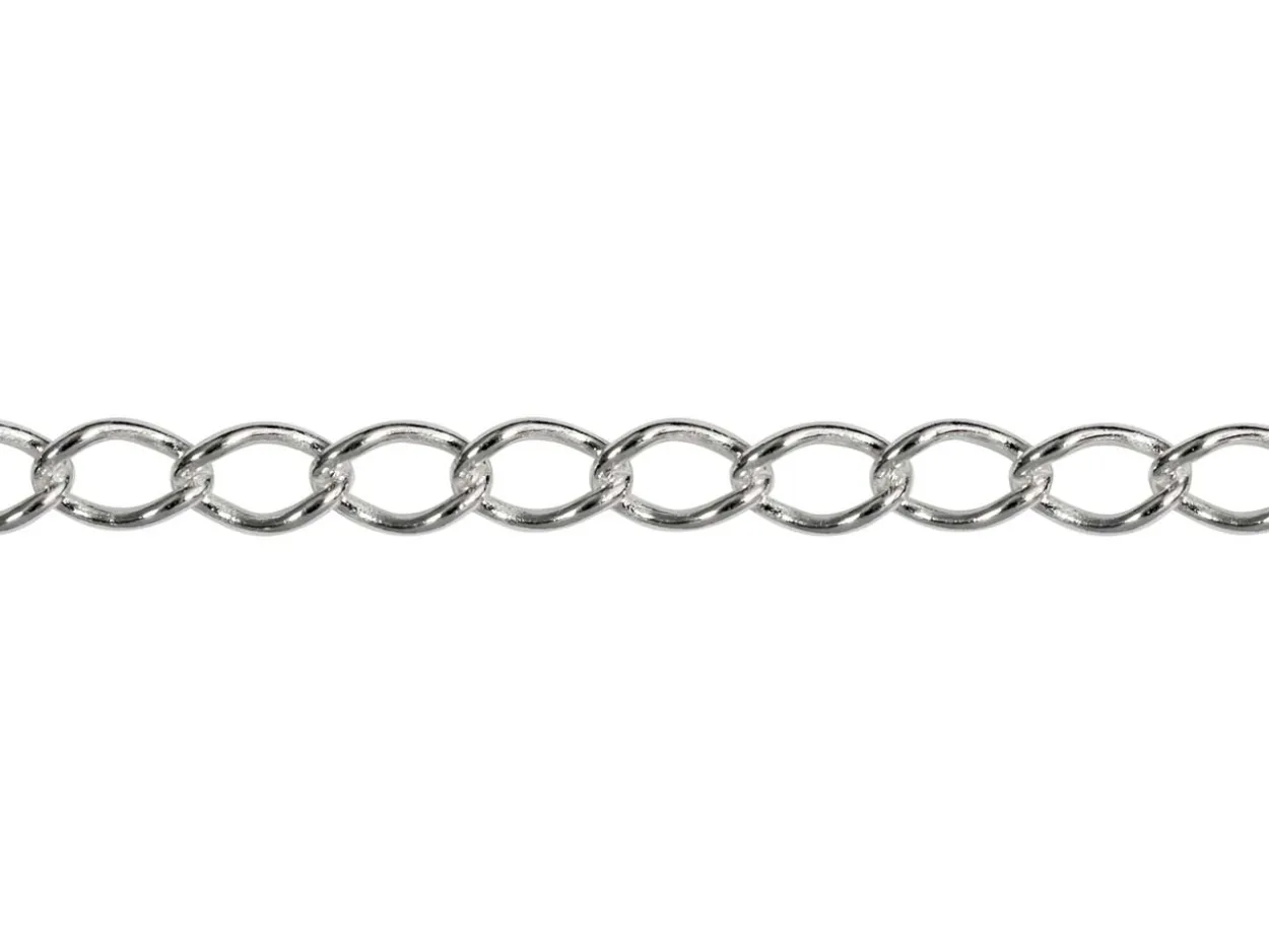 Rhodium Plated 3.0mm Rhombus Curb Chain 18"/45cm Unhallmarked