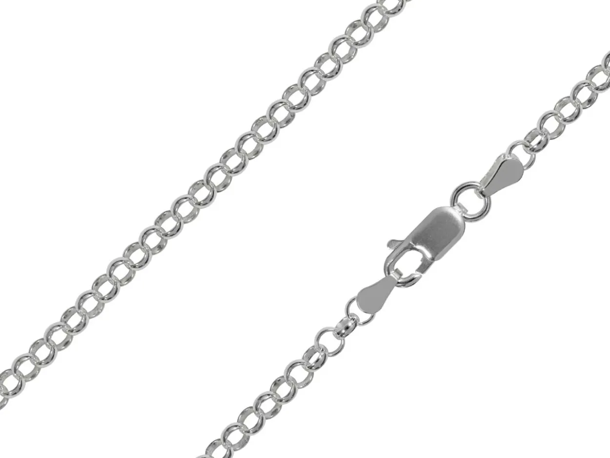 Rhodium Plated 3.5mm Round Belcher Chain 18"/45cm Unhallmarked