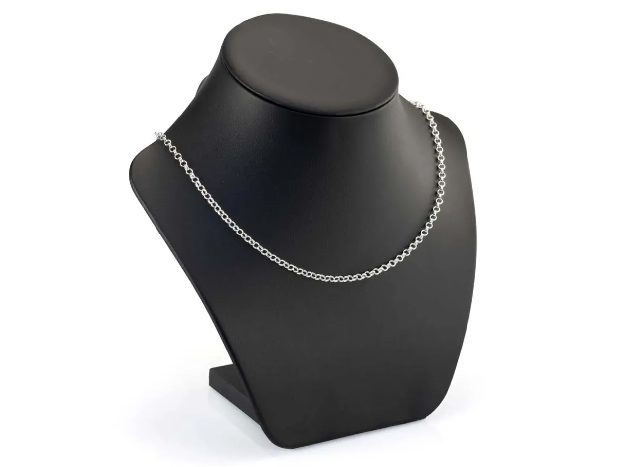 Rhodium Plated 3.5mm Round Belcher Chain 18"/45cm Unhallmarked