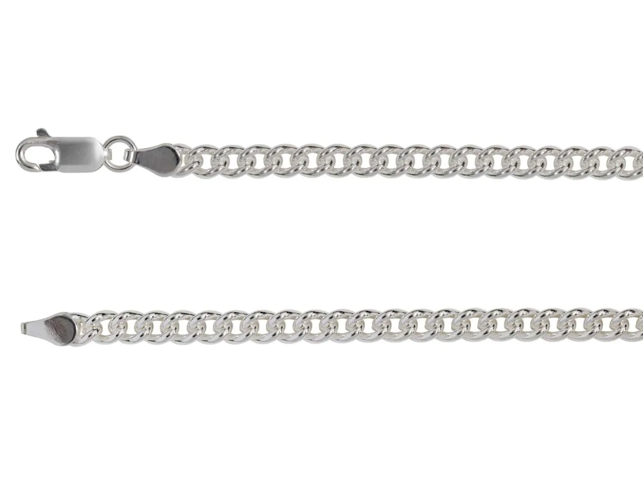 Rhodium Plated 4.5mm Round Curb Chain 18"/45cm Unhallmarked