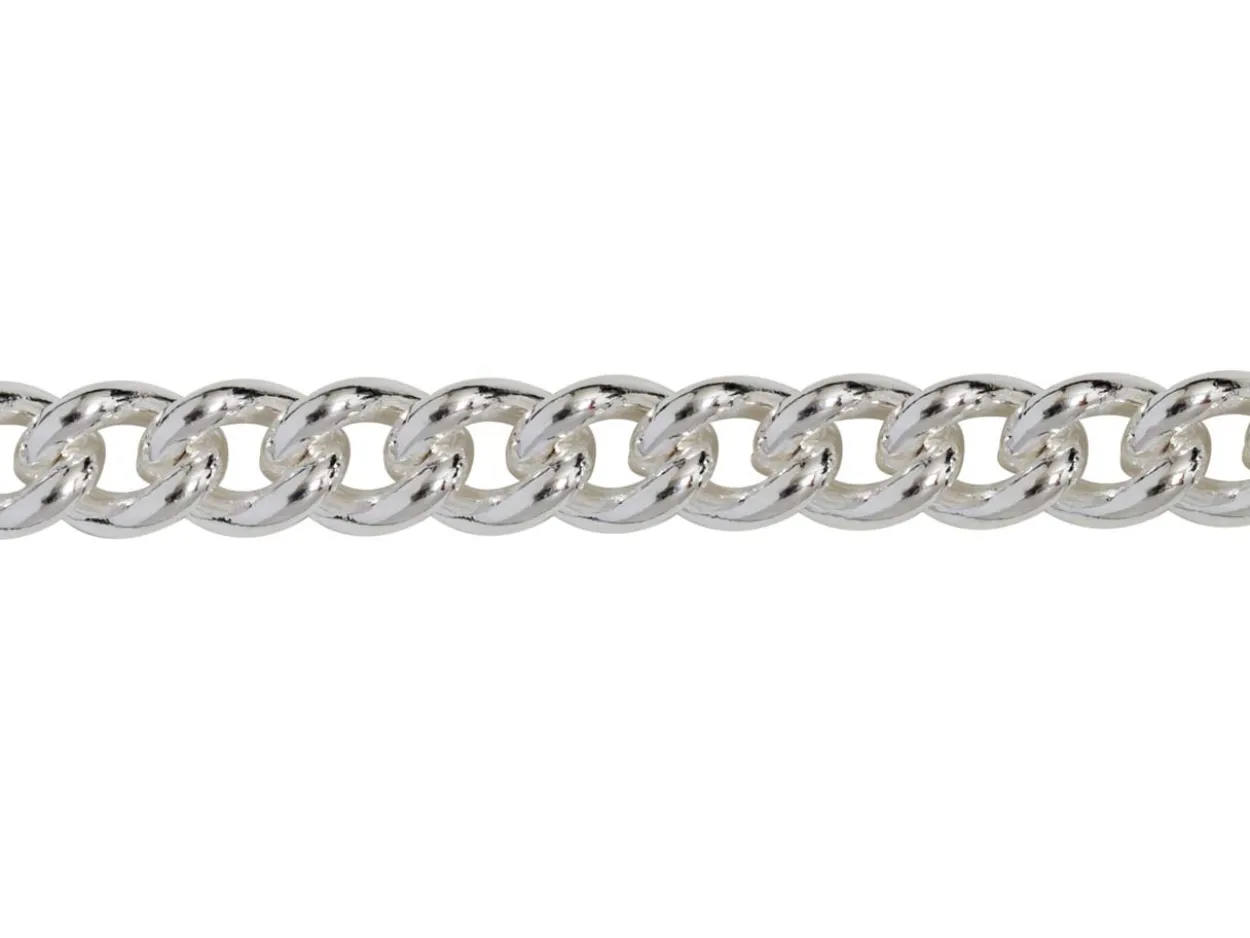 Rhodium Plated 4.5mm Round Curb Chain 18"/45cm Unhallmarked