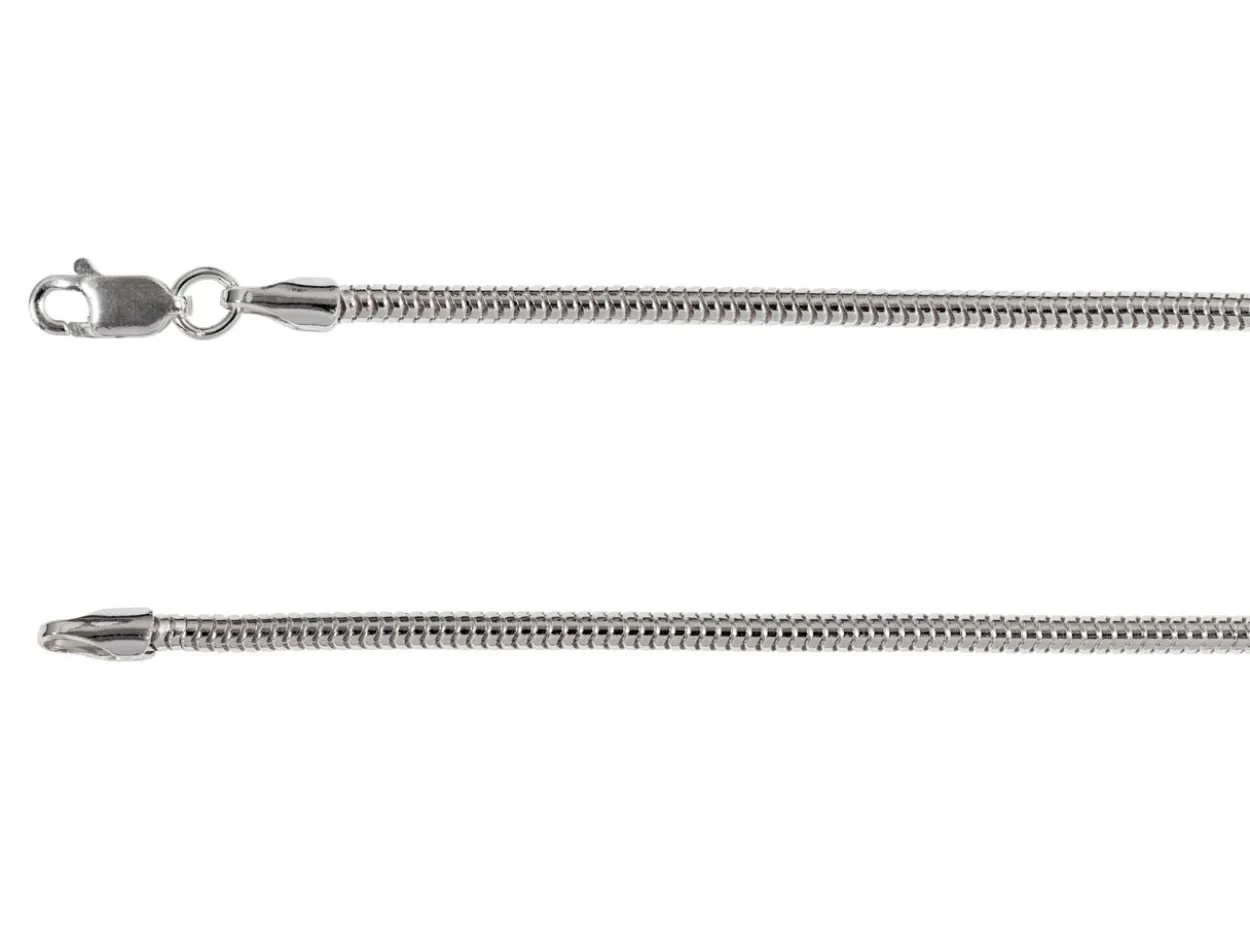Rhodium Plated 2.4mm Round Snake Chain 18"/45cm Unhallmarked