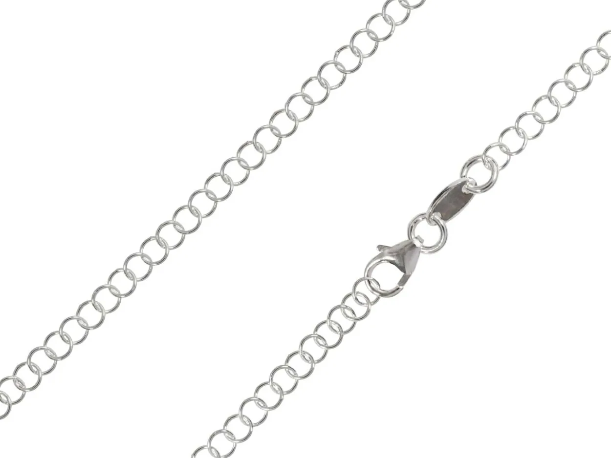 Rhodium Plated 3.4mm Round Trace Chain 18"/45cm Unhallmarked
