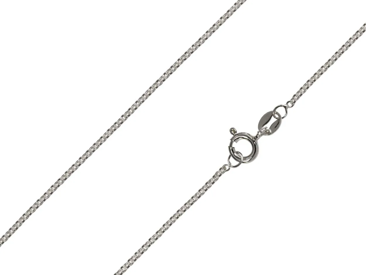 Rhodium Plated 1.4mm Tight Round Trace Chain 18"/45cm Unhallmarked