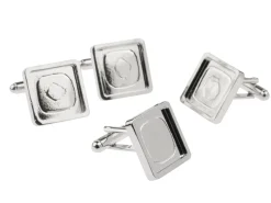 Rhodium Plated Square Heavyweight Cuff Link 16mm Pack of 4