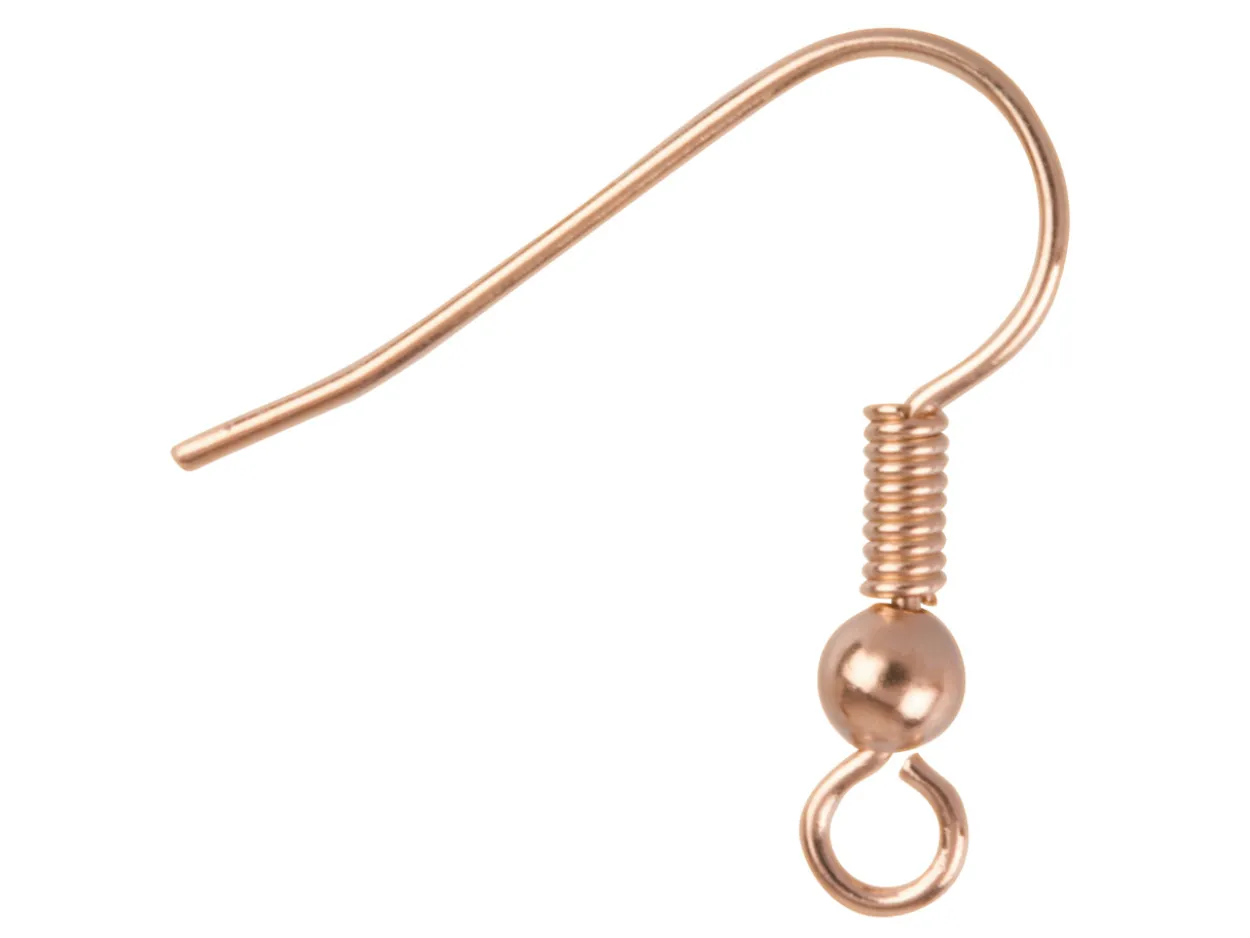 Rose Gold Plated Bead And Loop Earring Hook Wire Pack of 6