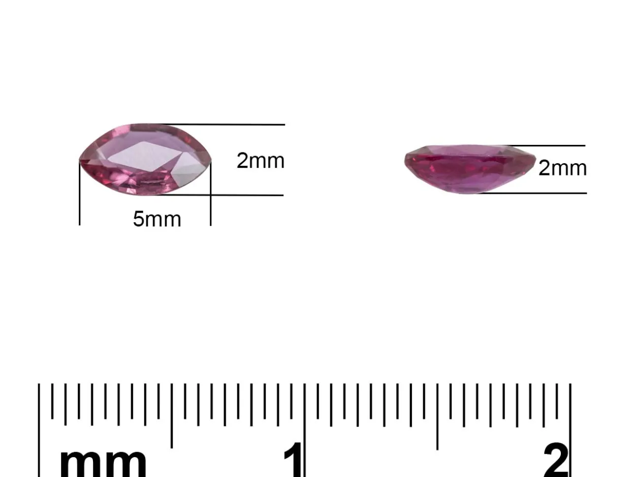 Ruby, Marquise, 5x2.5mm