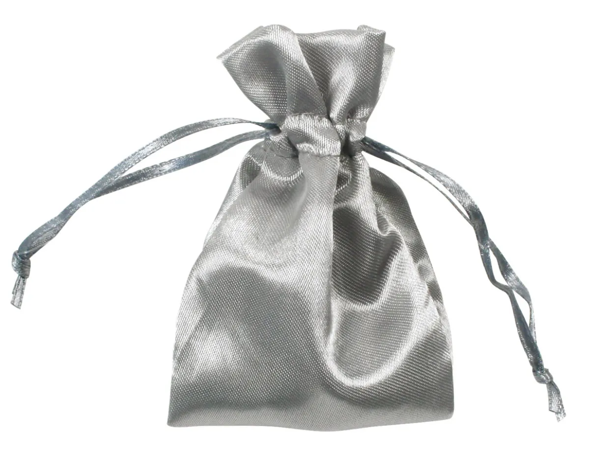 Satin Pouches Silver 7.6cm X 10cm Pack of 6