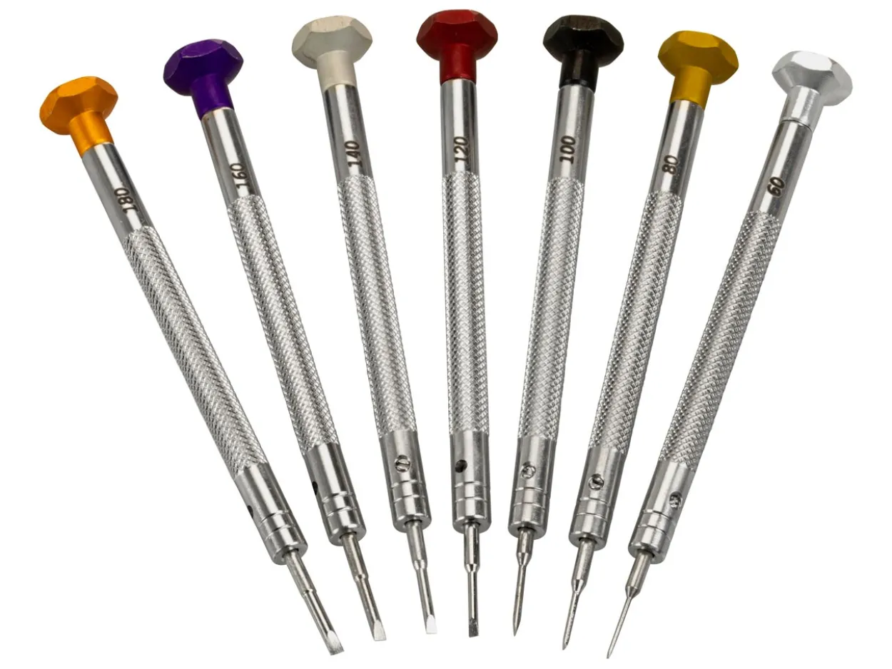 Screwdriver Set Of 7 For Watchmakers And Jewellers With Replacement Heads