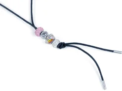 Silver Black Cord Bead Carrier Necklet