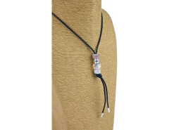 Silver Black Cord Bead Carrier Necklet