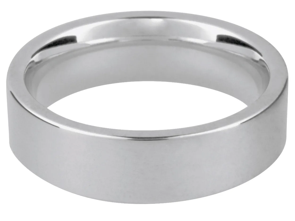 Silver Flat Court Easy Fit Wedding Ring 6.0mm, Size U, 8.6g Heavyweight, Hallmarked, Wall Thickness 2.17mm, 100% Recycled Silver