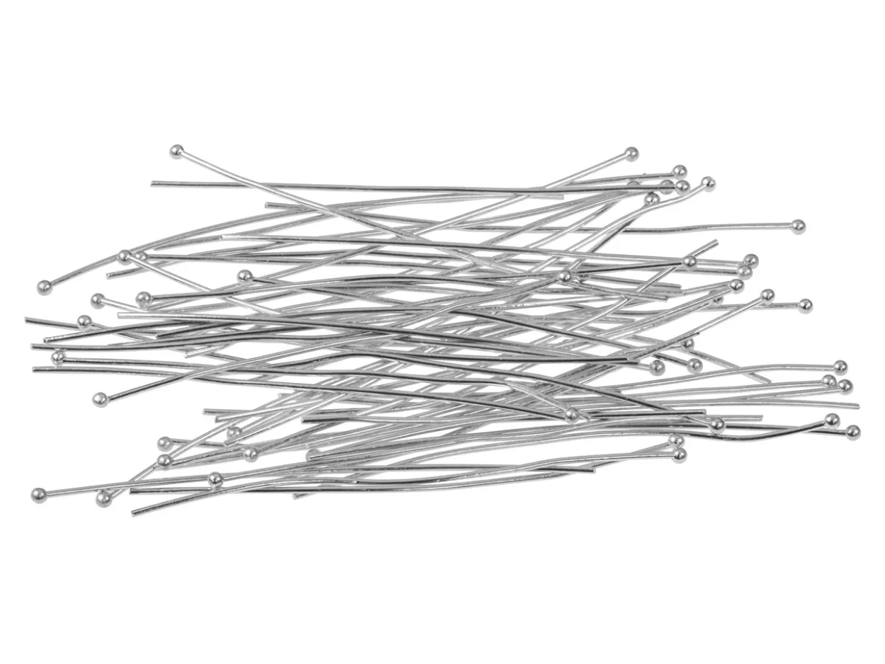 Silver Plated Ball Head Pins 50mm Pack of 50