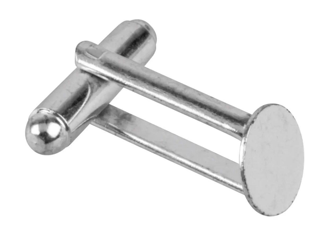 Silver Plated Cufflink With 9mm Flat Pad Pack of 6