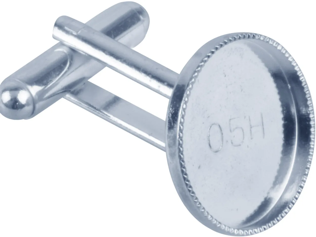 Silver Plated Cufflink With Millgrain Cup 15mm Round Pack of 6