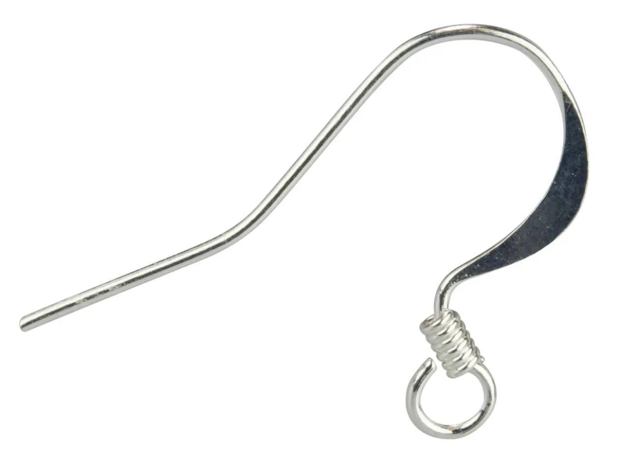 Silver Plated Flat Earring Hook Wire Pack of 10