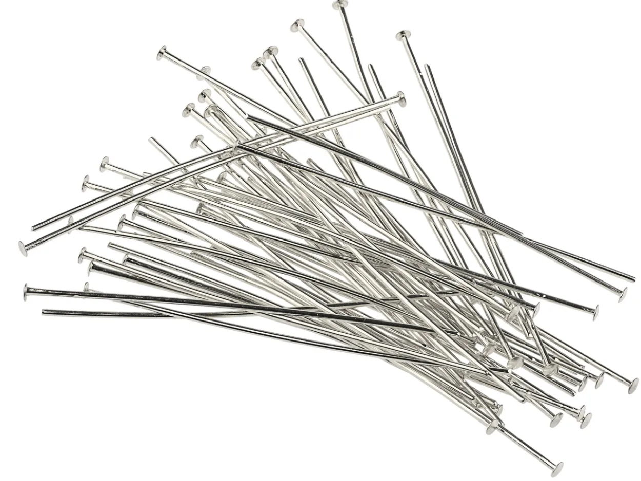 Silver Plated Head Pins 50mm Pack of 50