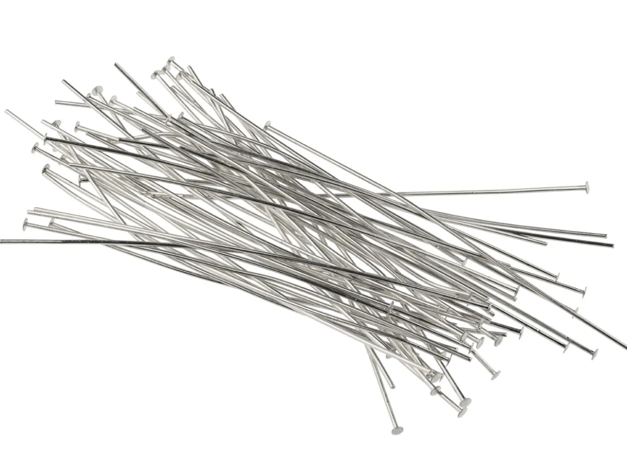 Silver Plated Head Pins 75mm Pack of 50
