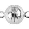 Silver Plated Magnetic Clasps Round Pack of 6