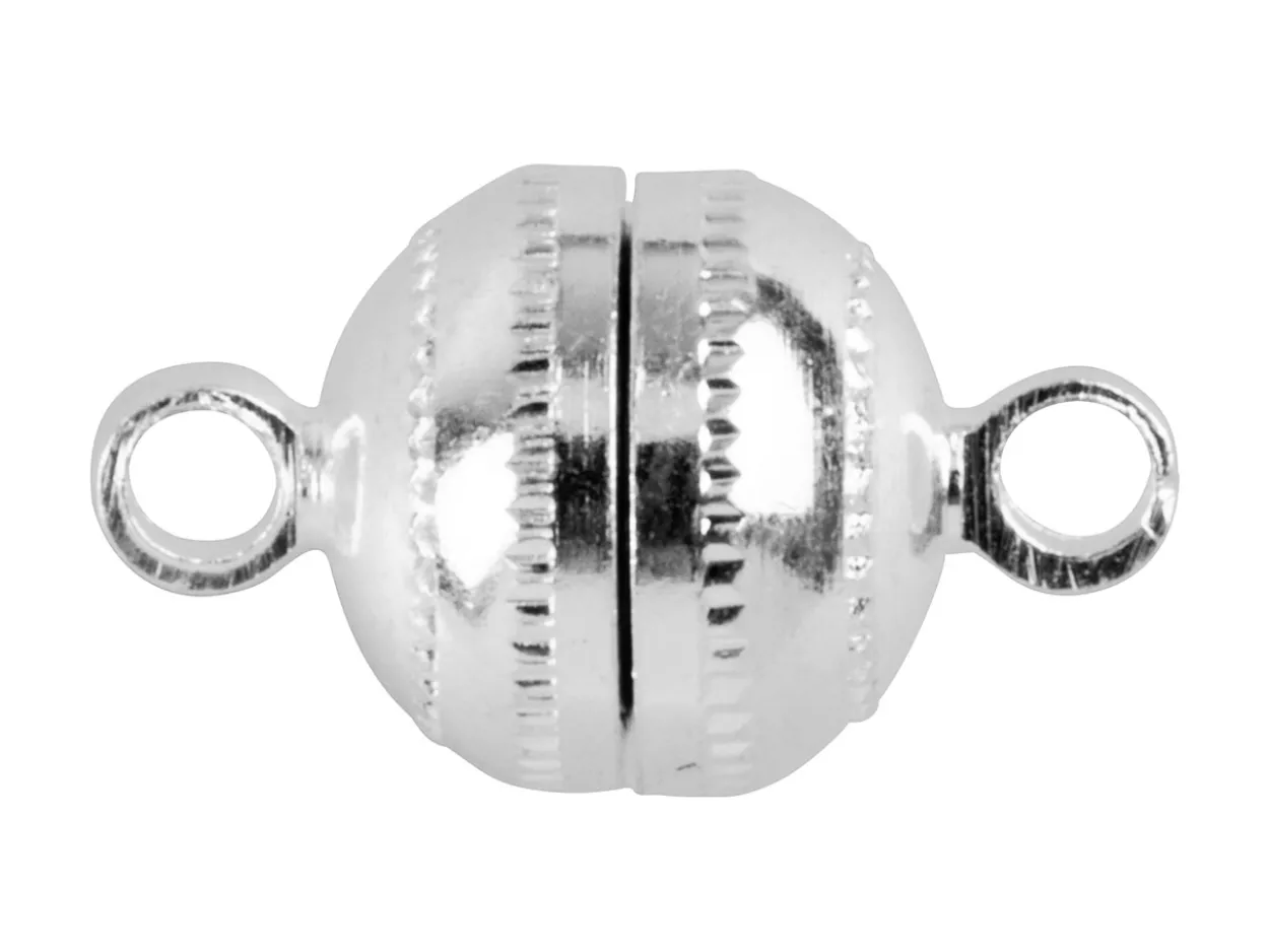 Silver Plated Magnetic Clasps Round Pack of 6
